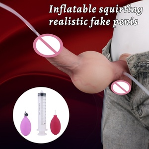 SXXY Silicone Realistic Inflatable & Ejaculating <b>Dildo</b> Soft Expand Inflatable Anal Plug for Men Women Vaginal Prostate Massage - Product Image 4