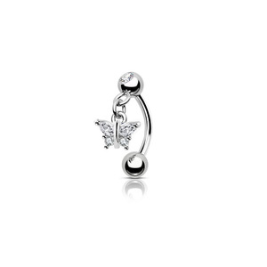 Anneau de <span class=keywords><strong>piercing</strong></span> unisexe en acier inoxydable électroplaqué, motif papillon, pour visage, sourcil, lèvre, hélix, longueur de barre 8mm, tendance - Product Image 2