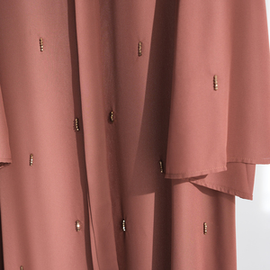 Alta calidad gasa hecha a mano con cuentas abierto Abaya adorno Dubai Abaya lujo EID islámico musulmán mujeres vestido modesto Abaya - Product Image 3