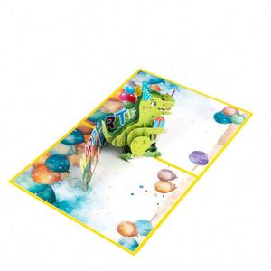 Nouvelle carte de vœux créative 3D pour enfants, motif dinosaure mignon, carte pop-up d'anniversaire - Product Image 3