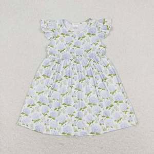 Vendita all'Ingrosso di Completi Estivi per Bambine, Abiti con Fiori Blu, Set di Vestiti Coordinati per Sorelle - Product Image 5