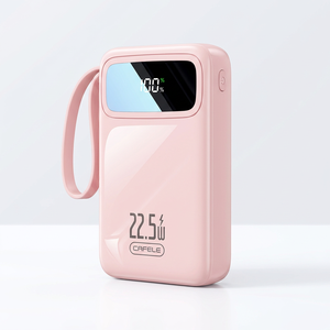 พาวเวอร์แบงค์พกพา 22.5W ชาร์จเร็ว 4 พอร์ต USB ช่องเสียบ Type C แบตเตอรี่ลิเธียมโพลิเมอร์ หน้าจอแสดงผลอัจฉริยะ สีชมพู - Product Image 1
