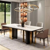 Ensemble de table à manger familiale moderne de luxe 4-6 places avec plateau en marbre Style scandinave Meubles de salle à manger de cuisine.