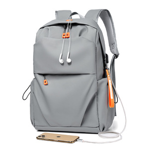 Men's <b>Backpack</b> <b>Large</b> Capacity 20-35L Waterproof Oxford Cloth Computer Interlayer Travel School Bag Light Gray And Black - Product Image 1