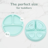 Plaques de bébé en silicone de conception divisée incassable 100% plaques d'aspiration en silicone avec couvercles pour bébés et tout-petits