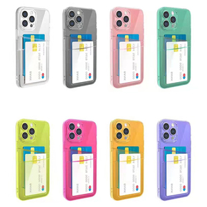 Coque de téléphone transparente antichoc en TPU tendance avec double porte-cartes pour 14/13/12/<span class=keywords><strong>11</strong></span> <span class=keywords><strong>Pro</strong></span> Max/X/XR/XS Max/7/8 Plus - Haute qualité - Product Image 1