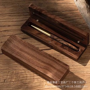 Black Walnut Wood Fountain <b>Pen</b> Case Solid Wood Engraved Logo Stationery <b>Box</b> Custom Made For General Packaging - Product Image 1