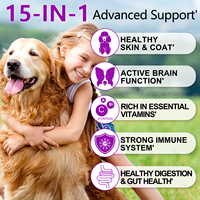 Aliments pour Animaux en Gros, Complément Herbal avec 6 Probiotiques pour la Santé Intestinale, Comprimés à Croquer 60 Bouchées Molles, Multivitamines 15 en 1 pour la Peau et la Santé Cardiaque du Chien