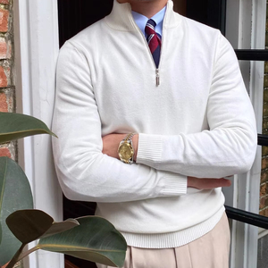 Lente Opstaande Kraag Lange Mouwen Gebreide Pullover Casual Heren Trui Mannelijke Gebreide Truien - Product Image 3