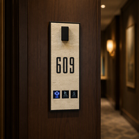 Panneau de porte en texture travertin avec option sonnette, chiffres 3D en relief, éclairé, pour extérieur, marquage de pièce, hôpitaux, entreprises