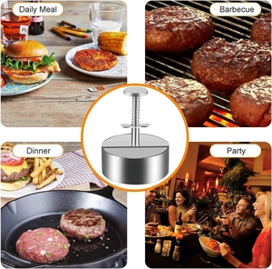 Prensa de Hambúrguer em Aço Inoxidável, Modelador Redondo, Utensílio para Fazer Hambúrguer com Recheio Antiaderente - Product Image 6