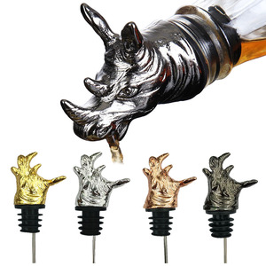 क्रिएटिव बार एक्सेसरीज़ कस्टम जस्ता मिश्र धातु गैंडा वाइन टॉप स्टॉपर स्पार्कलिंग रैनो हेड वाइन स्टॉपर - Product Image 5