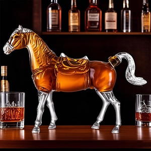 Cadeaux d'anniversaire pour les hommes papa, cheval whisky carafe ensemble 35 oz bouche Blwon liqueur verre cheval avec 2 verres - Product Image 6
