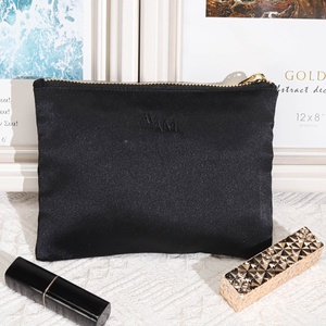 Promotion High Quality Black Satin Zipper <b>Makeup</b> Bag Custom Logo Printed Washup <b>Storage</b> Silk Satin Zipper <b>Makeup</b> Pouch - Product Image 5