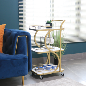 Simple and Modern Hair Salon Shop Special Trolley <strong>Cart</strong> <strong>Gold</strong> and Silver Stainless Steel Material - Product Image 3