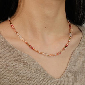 Collar de cristal rosa a la moda, collar de cuentas de piedras naturales, joyería hecha a mano para mujer - Product Image 1
