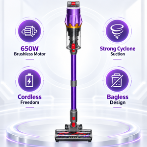 เครื่องดูดฝุ่นไร้สายแบบไม่มีแปรงถ่าน OEM ODM 650W ความจุ 1.2 ลิตร พร้อมไส้กรอง HEPA แบบไม่ใช้ถุงเก็บฝุ่น สำหรับดูดฝุ่นแบบเปียกและแห้ง ใช้ได้กับพรม พื้นไม้ สำหรับใช้ในบ้านและเชิงพาณิชย์ - Product Image 4