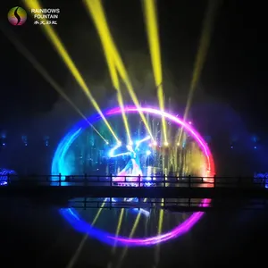 Outdoor Water Screen China Outdoor Fan Shape Water Screen Projection 3D Hologram Water Fountain With Musical Laser Show In Park Lake