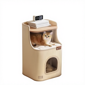 Cama para Gatos Hoopet Roman Holiday, Diseño Cuadrado, Tipo Barril, para Dormir, con Poste Rascador, Ideal para Apartamentos Pequeños, Ahorra Espacio, Sisal/Poliéster - Product Image 1