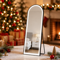 Grand miroir de salle de bain LED en forme d'arche, tactile intelligent, anti-buée, mural, éclairé, avec haut-parleur Bluetooth