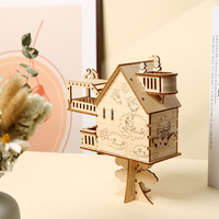 Modèle de maison dans les arbres en bois 3D en gros, puzzles en bois 3D DIY pour adultes, kit d'assemblage de cabane fantastique