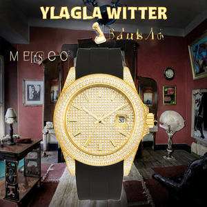 Montres mécaniques automatiques haut de gamme pour hommes, entièrement serties de diamants, en acier inoxydable, avec bracelet en caoutchouc de 20 mm et verre, collection 2026, offre spéciale - Product Image 3