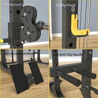 Rak Barbel Power Rack Dual Pulley Kapasitas Beban 300kg, Peralatan Latihan Kekuatan Logam untuk Gym Komersial