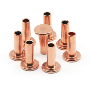 Rivets demi-tubulaires en cuivre rouge, tête plate, tailles personnalisées 3mm, 4mm, 5mm, pour artisanat du cuir et accessoires de quincaillerie pour ceintures - Product Image 1