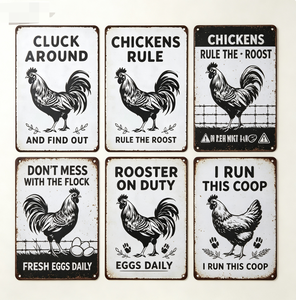 Divertenti Regali a Tema Pollo: Poster Decorativo da Parete Impermeabile in Ferro con Scritta 'Cluck Find' per Casa, Fattoria, Cucina, Giardino, 8x12 Pollici, per Interni ed Esterni - Product Image 2