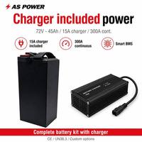 Batterie E-Moto Ansen 72V 45Ah LiNiMnCoO2 à décharge élevée 300A/600A avec BMS intelligent et chargeur 15A inclus, compatible Light Bee (800 cycles)