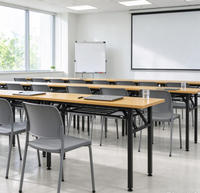 Bureau d'école moderne pliable en panneaux de bois, pupitre de bibliothèque, table de salle de conférence
