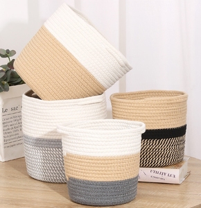 <span class=keywords><strong>Panier</strong></span> de rangement tissé moderne Vente en gros <span class=keywords><strong>Panier</strong></span> pliable en jute épissé en coton Corde pour plantes Pots de fleurs Couverture et <span class=keywords><strong>panier</strong></span> à linge - Product Image 5