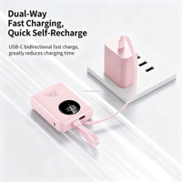 Nouvelle mini batterie externe électronique 20000 mAh, mince et portable, avec câble USB-C, Powerbanks 20000 mAh