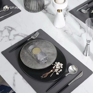 Vaisselle de traiteur en gros, service de vaisselle en porcelaine fine, design ciment gris personnalisé, assiettes à dîner - Product Image 4