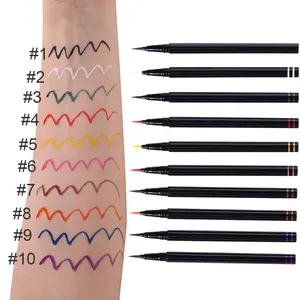 Mais novo 10 cores lápis delineador private label OEM ODM impermeável logotipo personalizado líquido eyeliner caneta longa duração