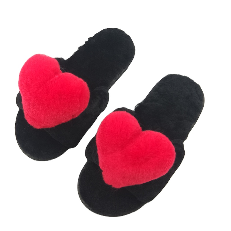 2020 новые осенние и зимние теплые мягкие детские тапочки для девочек кашемировые меховые домашние тапочки с сердечками