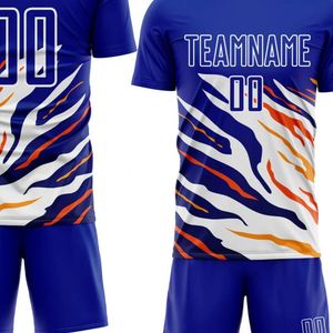 Tenue de football bleu roi ou ensemble short, motif dynamique, kit de football respirant haute performance pour l'entraînement en équipe et les matchs de ligue - Product Image 4