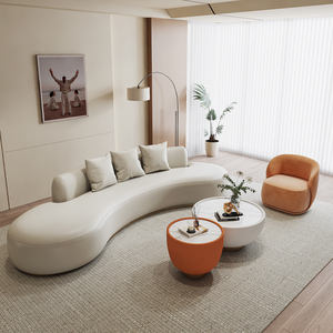 Canapé moderne 2025, design incurvé simple, résistant aux griffes de chat, en <span class=keywords><strong>cuir</strong></span> synthétique, personnalisable pour petit appartement, chambre à coucher - Product Image 2