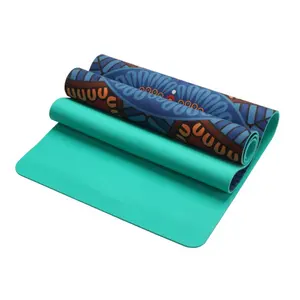 图形定制彩色防滑可折叠环保TPE麂皮瑜伽垫