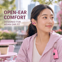 Écouteurs intra-auriculaires X22 OWS à conduction osseuse 6.0 ENC avec affichage numérique, anti-choc, ajustement auriculaire asiatique, étui LED rose