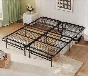 Heavy Duty Foldable Black <strong>Bed</strong> Frame 14 Inches High No Box Spring Needed Sturdy Steel Platform <strong>Bed</strong> <strong>Underbed</strong> Storage Full Size <strong>Bed</strong> - Product Image 1
