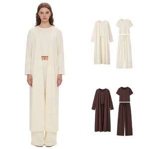 Trajes de Tres Piezas de Color Sólido para Mujer, Moda Otoñal, Elegantes, Casuales y Holgados - Product Image 1
