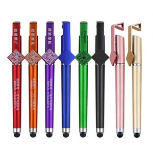 Stylo neutre multifonctionnel personnalisé en gros, bleu et rouge, 0,5 mm, avec logo QR, support de téléphone tactile pour promotions - Product Image 2