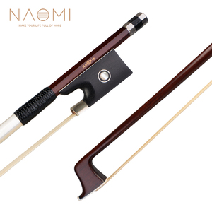 Archet de violon NAOMI taille 4/4 en bois de brésil, manche rond, grenouille en ébène avec poignée en peau de lézard et crin de cheval de Mongolie - Product Image 2