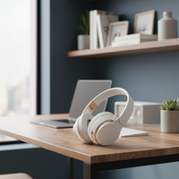 Headphone Nirkabel Over-Ear Terlaris Suara Stereo Bass Mendalam Dapat Dilipat Tahan Air IPX4 Headset Nirkabel untuk Ponsel