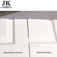 Peau de porte intérieure décorative en MDF JHK-S03, étanche, à ouverture latérale, blanche, avec dessus arqué, 2 panneaux, surface lisse, apprêt blanc