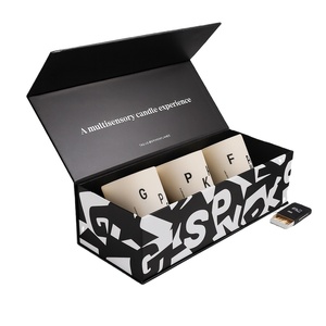 Nouvelle boîte à bougies PLD 2026 au design personnalisé, en carton rigide, avec tiroir, boîtes <span class=keywords><strong>d</strong></span>'allumettes et gaufrage, pour 3 bougies avec insert en mousse - Product Image 1