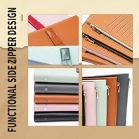 Buku Agenda Kulit PU A5 Eksklusif dengan 6 Ring, Organizer Loose Leaf, Diary, Planner Logo Kustom, dan Kantong Resleting