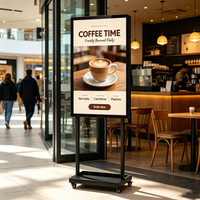 Pantalla Digital Móvil de 50 Pulgadas con Doble Poste, Pantalla Publicitaria Android con Ruedas, Señalización Digital Independiente para Marketing de Marca