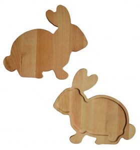 Plateau de service pour desserts mignon pour la décoration de table, assiette en bois en forme de lapin pour Pâques - Product Image 2